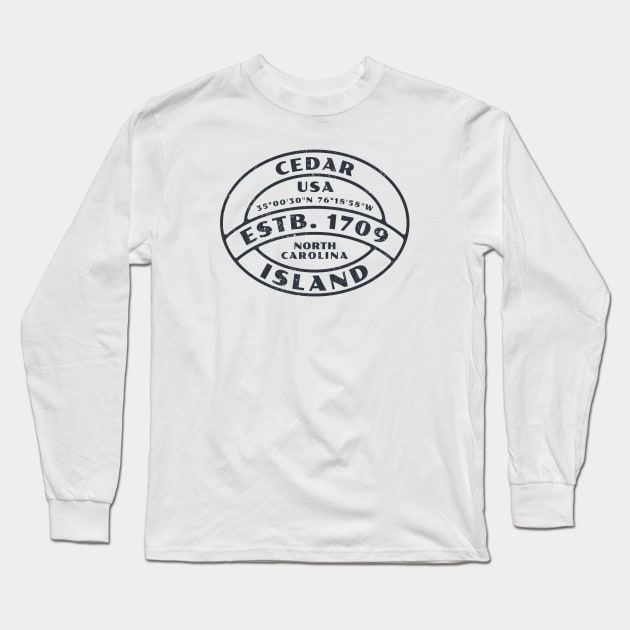 Cedar Island, NC Summer Vacation Badge Long Sleeve T-Shirt by Contentarama